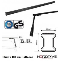 1 X BARRA KARGO ACCIAIO 135CM+PIEDE GRONDINA GOCCIOLATOIO REG 22-37CM UNIVERSALE