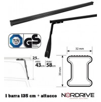 1 X BARRA KARGO ACCIAIO 135CM+PIEDE GRONDINA GOCCIOLATOIO REG 43-58CM UNIVERSALE