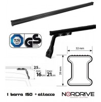 1 X BARRA KARGO ACCIAIO 150CM+PIEDE GRONDINA GOCCIOLATOIO REG 16-21CM UNIVERSALE