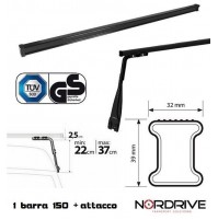 1 X BARRA KARGO ACCIAIO 150CM+PIEDE GRONDINA GOCCIOLATOIO REG 22-37CM UNIVERSALE