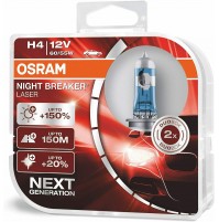 2X LAMPADE OSRAM H4 NIGHT BREAKER LASER 12V-60/55W, +150%- 2 PEZZI PACK RIGIDO