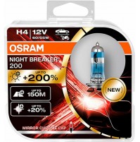2X LAMPADE OSRAM H4 NIGHT BREAKER LASER 12V-60/55W, +200%- 2 PEZZI PACK RIGIDO