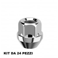 Bulloni e dadi ruote DADI APERTI 12X1.25 CHIAVE 19,CONICO,24 PEZZI, ZINCATO 