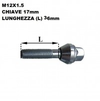Bulloni ruota autocentrante per variazione interasse M12x1.5,chiave 17.36mm,10PZ