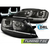 FARI ANTERIORI U LED LIGHT VOLKSWAGEN GOLF 7 DAL 201 AL 2017 BLACK, CHROME LINE.