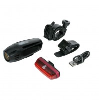 Fanale anteriore + posteriore a Led per bicicletta,ricaricabili USB 300Lm+35Lm.