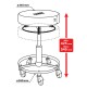 Sgabello da officina rotondo girevole+ vassoio portautensili,per casa fai da te 