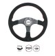 VOLANTE SPORTIVO SIMONI RACING CAMOSCIO NERO CUC.ROSSE, RAZZA CARBONIO,DIM.350mm