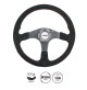 VOLANTE SPORTIVO SIMONI RACING CAMOSCIO NERO CUC.ROSSE, RAZZA CARBONIO,DIM.350mm