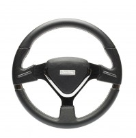 VOLANTE SPORTIVO SIMONI RACING MONTECARLO ECOPELLE NERA+FORATA DIAMETRO 350mm